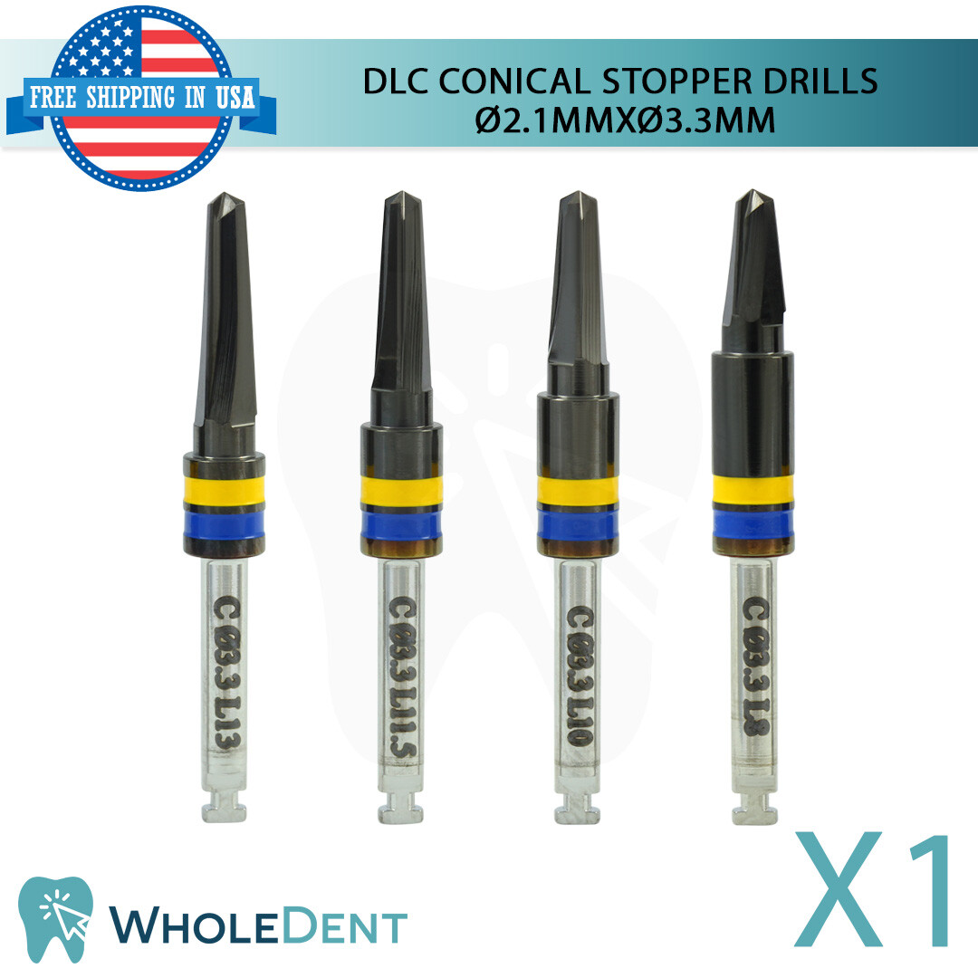 DLC Conical Integral Stopper Drill Ø2.1XØ3.3 Dental Im plant Tool Instrument