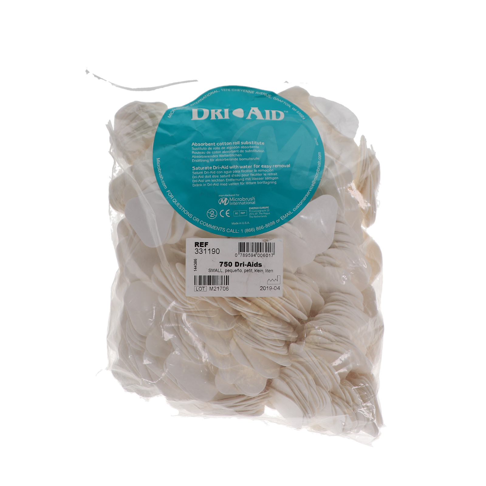 Molnlycke Health Care 331190 Dri-Aid Cotton Roll Substitutes Small White 750/Pk