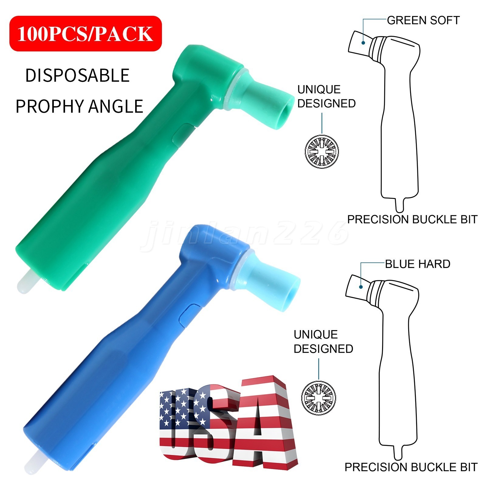 100 Dental Prophy Angles Soft Cup, Disposable & Latex Free, Premium Quality 105°
