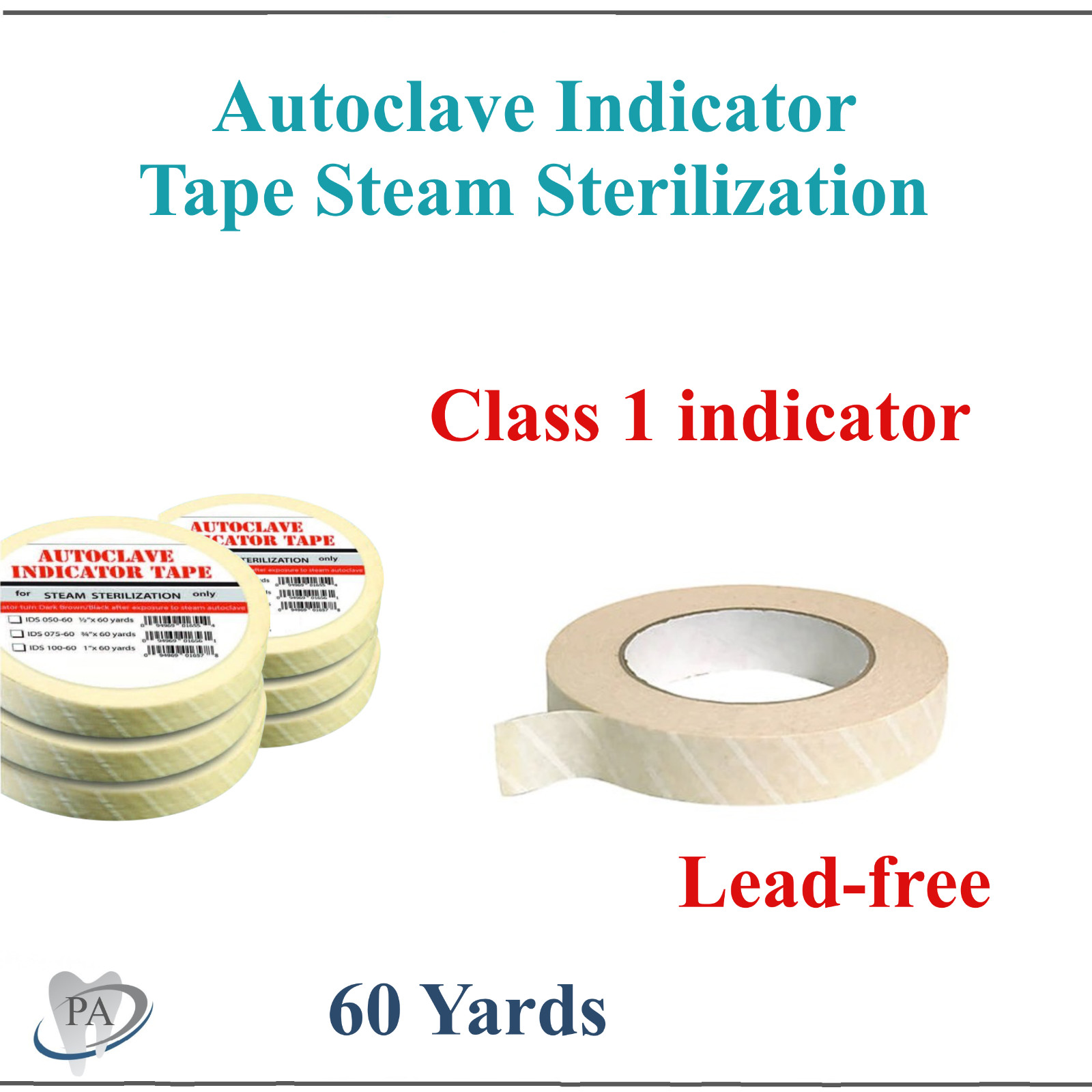 Dental Autoclave Monitor Indicator Tape Class 1 indicator, Lead-free, 60 yd Roll