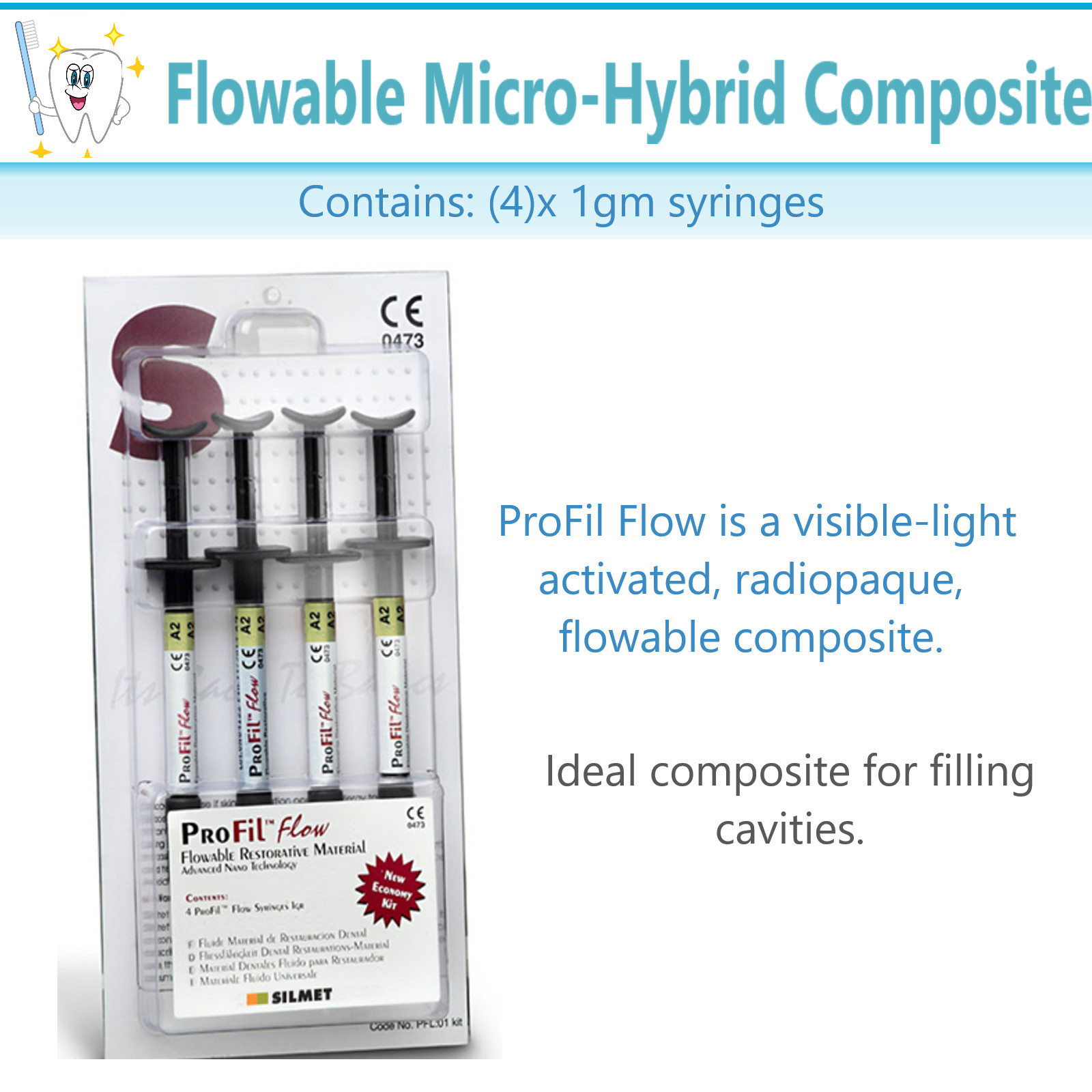 Profil Flow SE – Light Cure Self Adhesive Flowable Composite 2/pk A1, A2 Dental