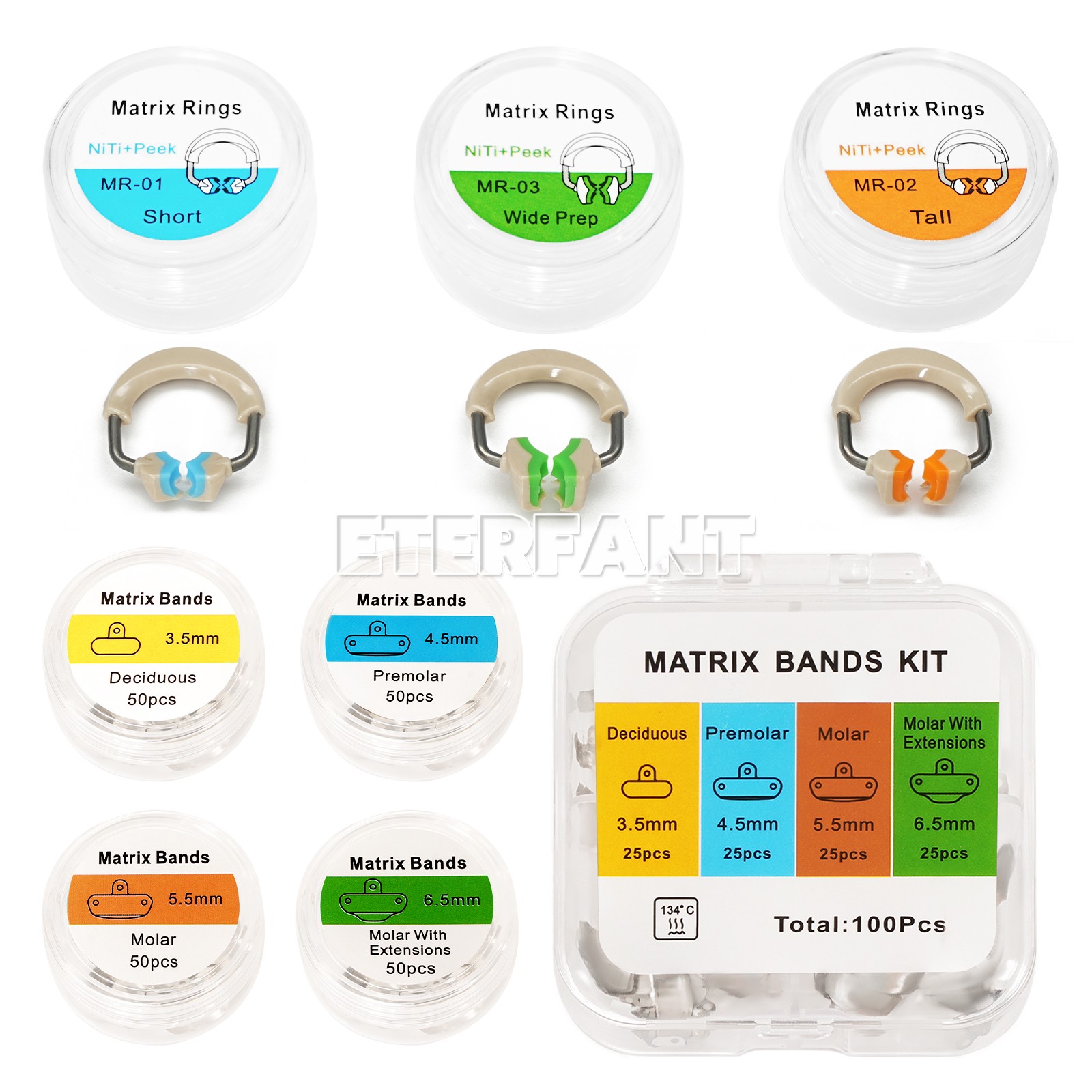 Dental 3D Separator Matrix Bands Rings Matrices Clip Clamp Titanium Fit Garrison