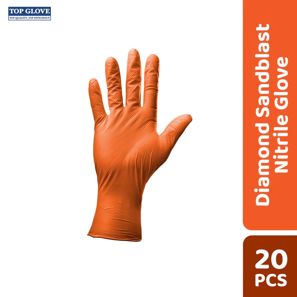 Top Glove Diamond Sandblast Textured Nitrile Powder Free Glove | 20 Pcs Per Box
