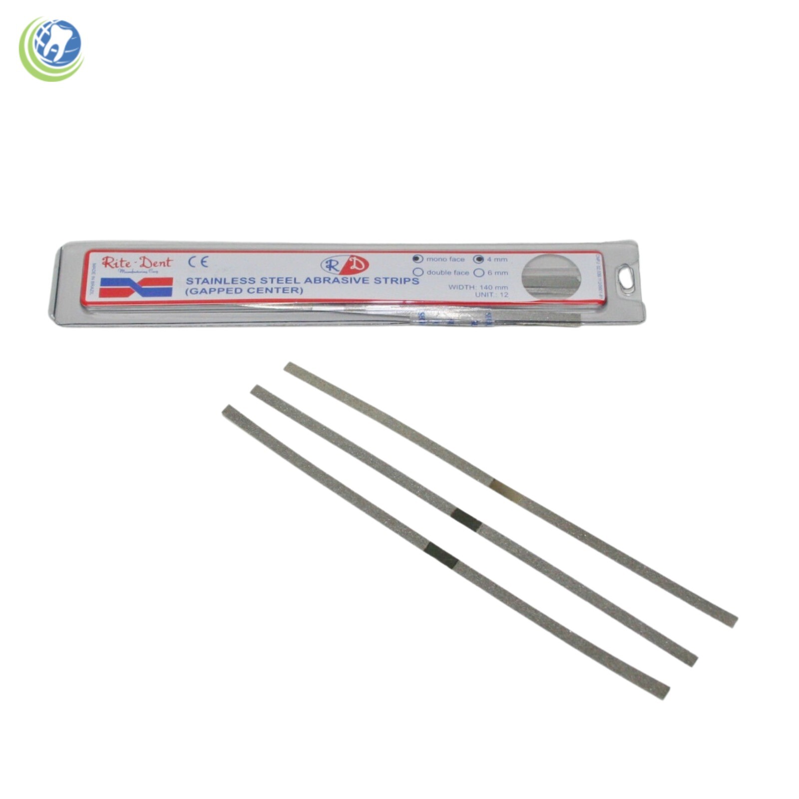 Dental Ortho Stainless Metal Polishing Strips Single Sided 4mm 12 strips per Box
