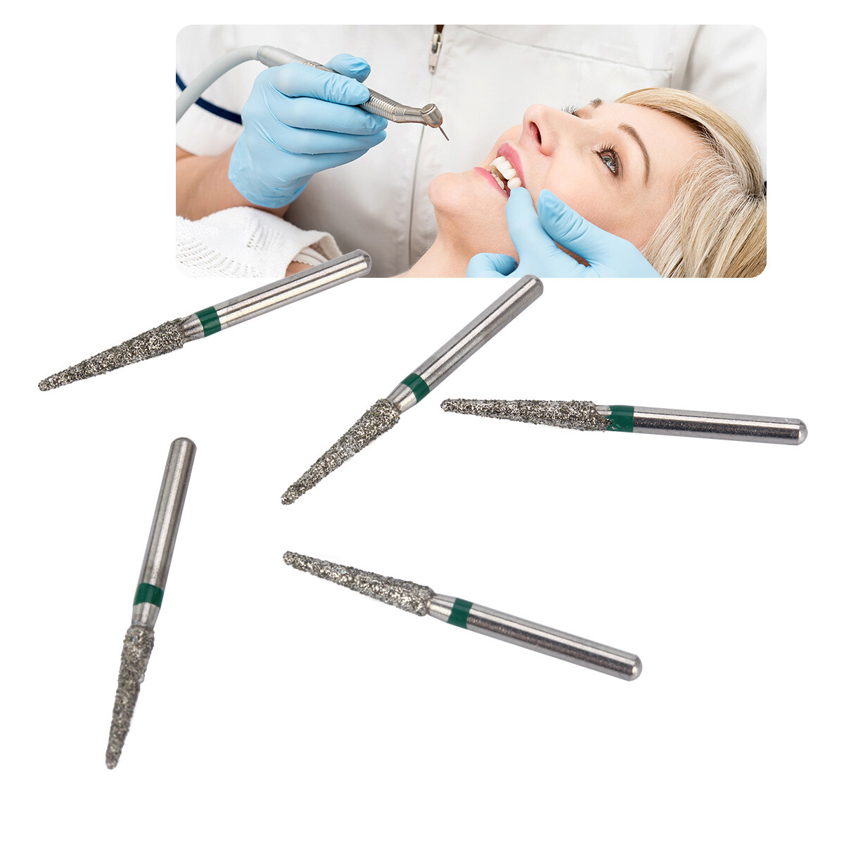 100pcs AZDENT Dental Diamond Burs For High Speed Handpiece Friction Grip 1.6mm