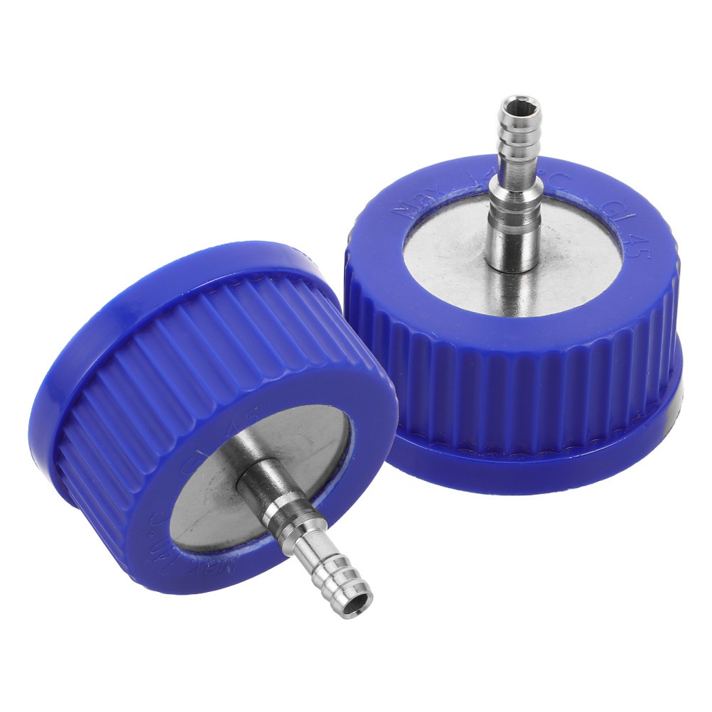 2Pcs Autoclavable Gl45 Sampling Caps for Lab Bottles Metal Plastic Blue