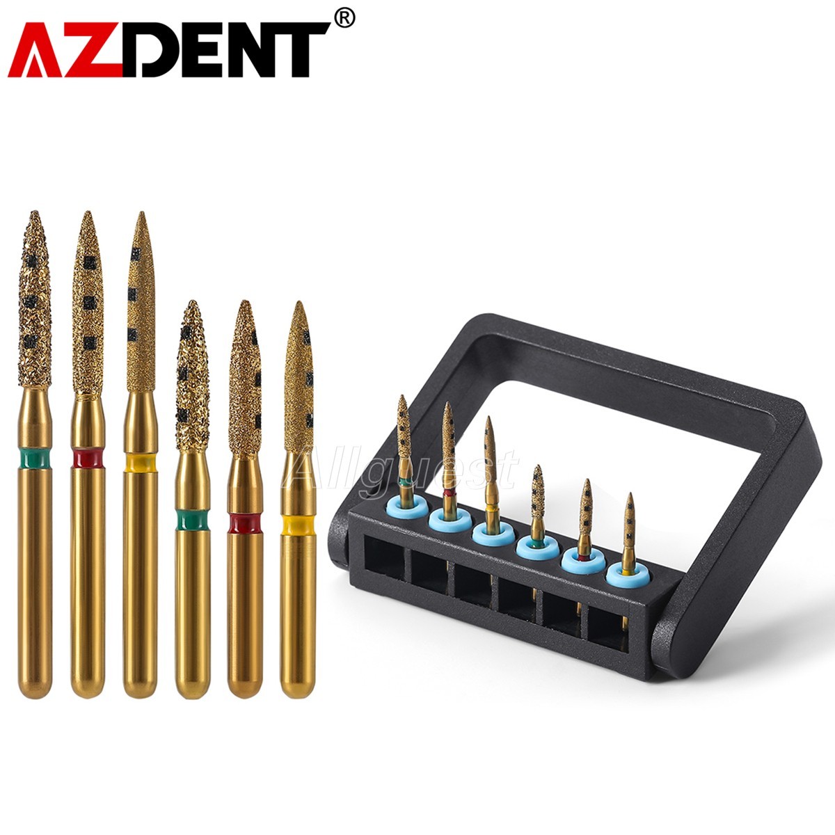 AZDENT Dental BOPT Vertical Preparation Diamond Burs FG 1.6mm Titanium Plating