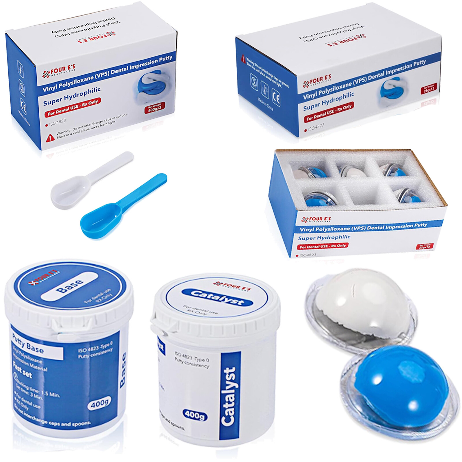 Dental Impression Putty Fast Set VPS Putty 400g Base+400g Catalyst / 25g x12 US