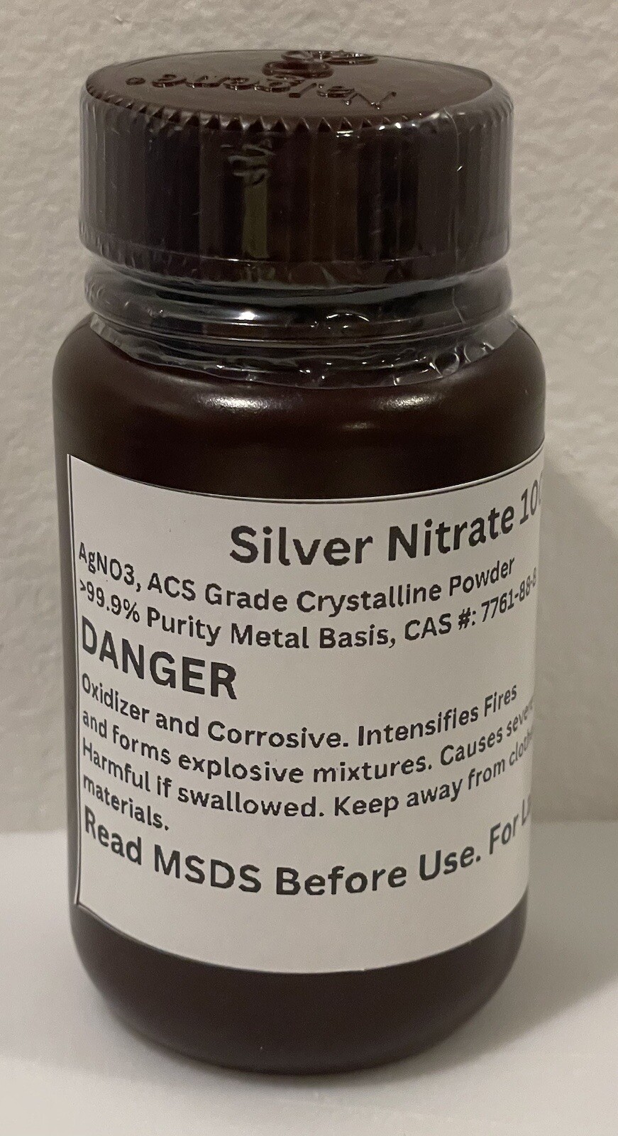 Pure Silver Nitrate Crystal 99.9+% ACS Grade 1 Pound 454 Gram