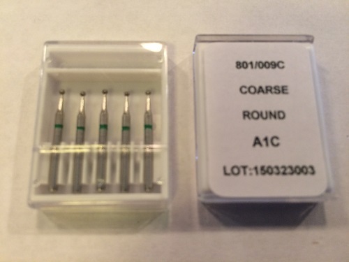 Crosstech Multi-Use High Speed Diamond Dental Bur Round 801-009 Course A1C 5pk