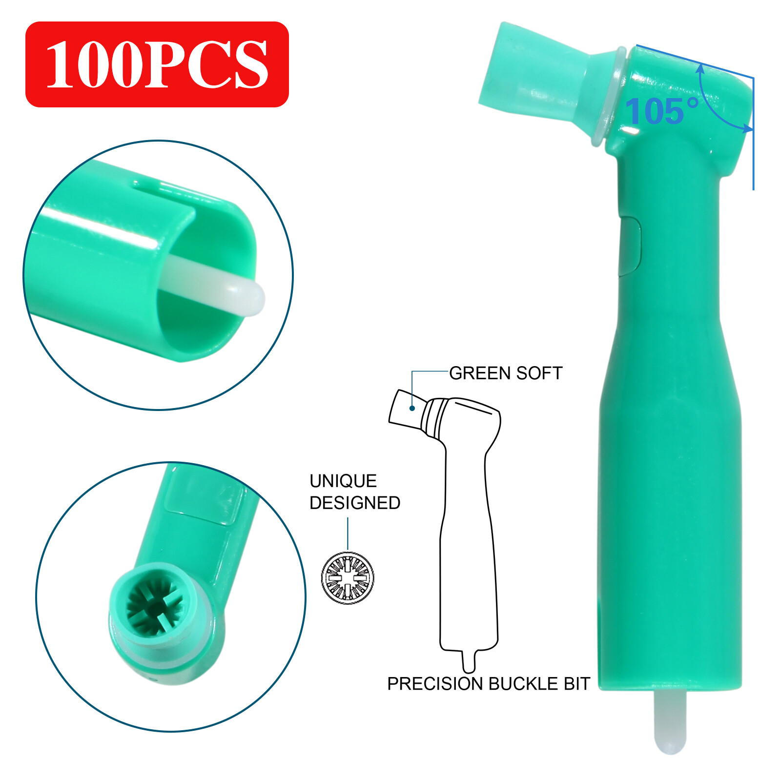 Dental Disposable Prophy Angles Soft Contra Angle 105° Latex Free 1000 pcs