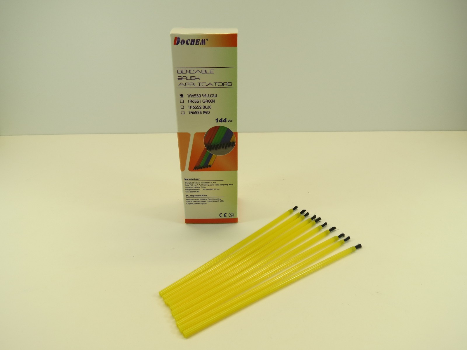 Dental Bendable Brush Applicators | Multi use | Yellow /144 Pcs DOCHEM