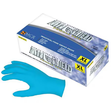 Mcr Safety 6015L Nitrishield 6015, Disposable Gloves, 4 Mil Palm, Nitrile,