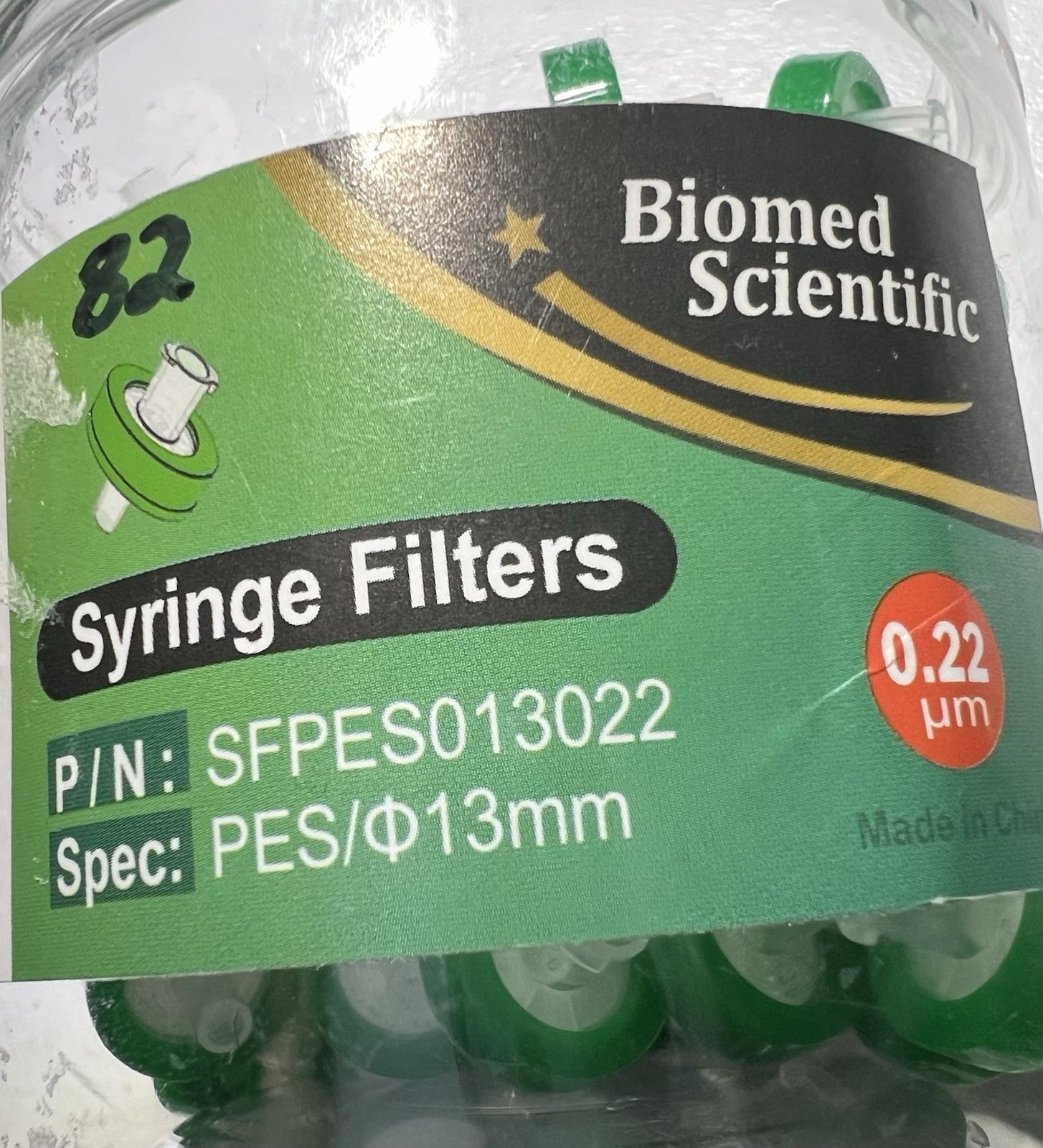 82pcs PES Syringe Filter 13mm Membrane Non-Sterile – 0.22um PP – NEW