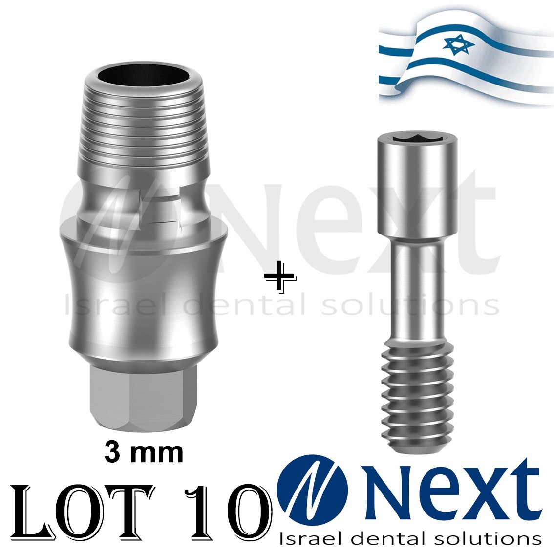 Lot x 10 Internal hex T Base CAD CAM Mis Sirona fit concave 3 mm