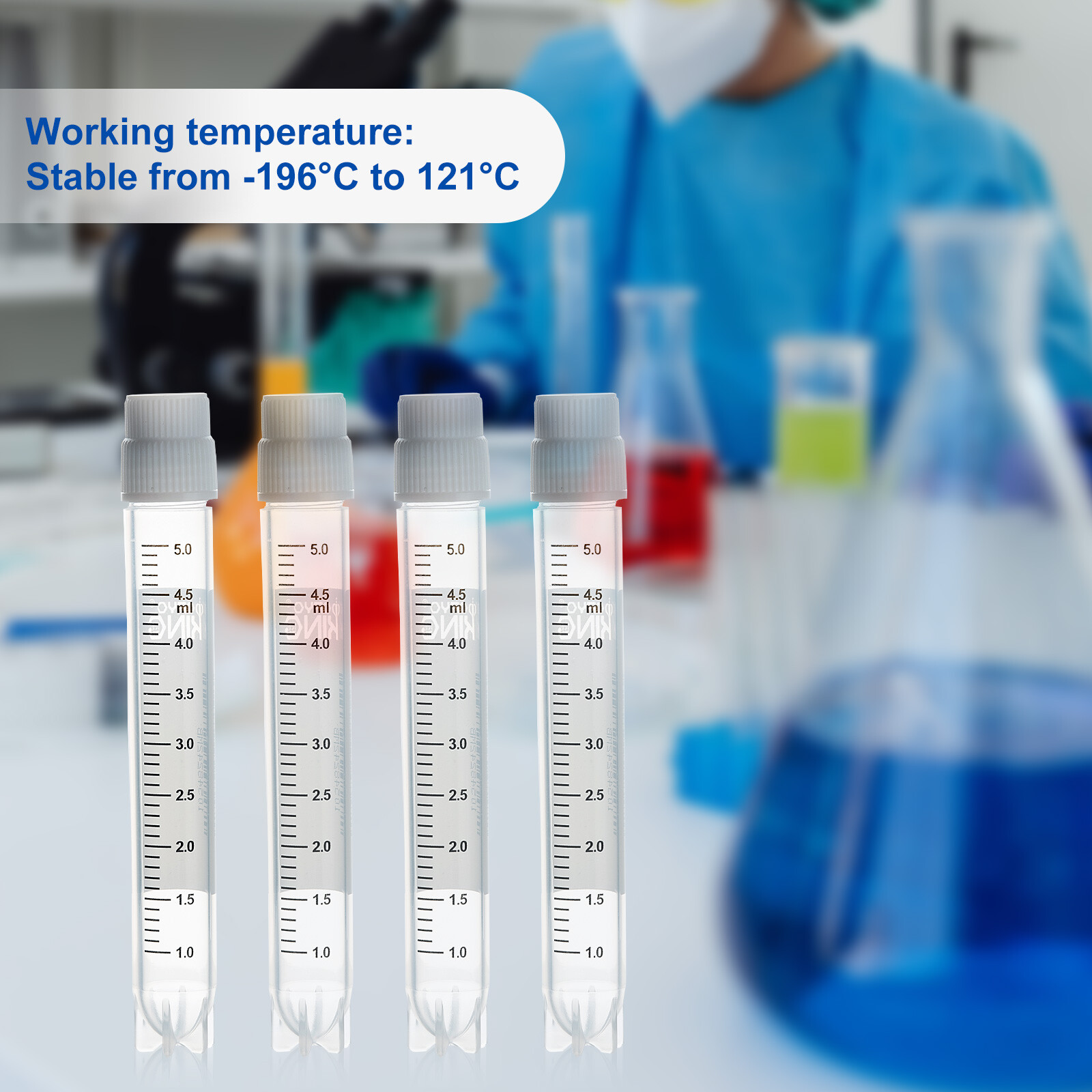 Cryogenic Vials with Side Bardcode-5.0 ml External, 25/Bag, 500/Pack, 1000/Case