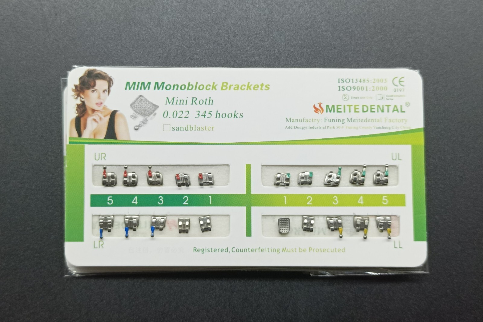 5Sets Dental Orthodontic MIM Monoblock Brackets Mini Roth 022 Slot 345 hooks