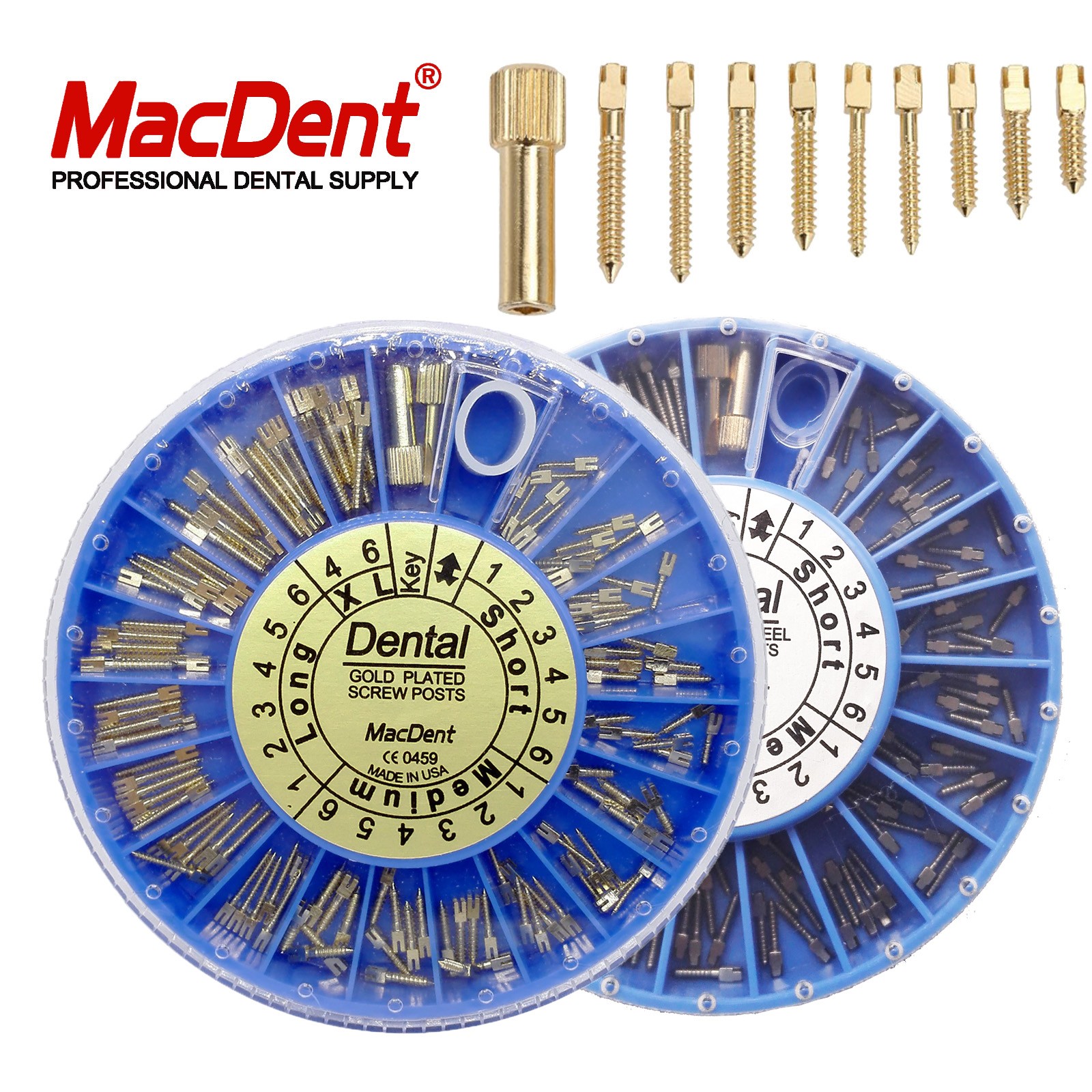 120pcs/kit Dental Screw Post Completed Kit Silver/Gold Plated Endo Conical Pins