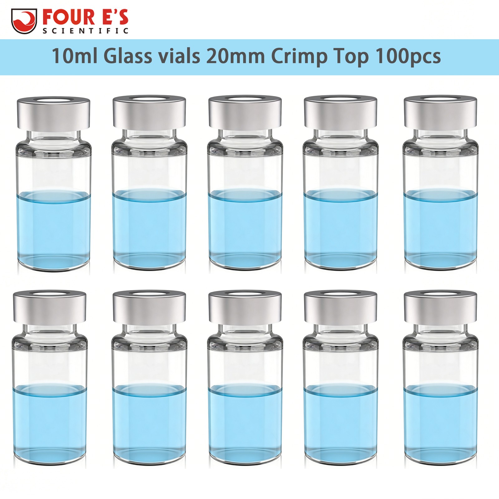 100pc 10ml Glass Vials Sample Vials Lab vials Headspace Vial with 20mm Crimp Top
