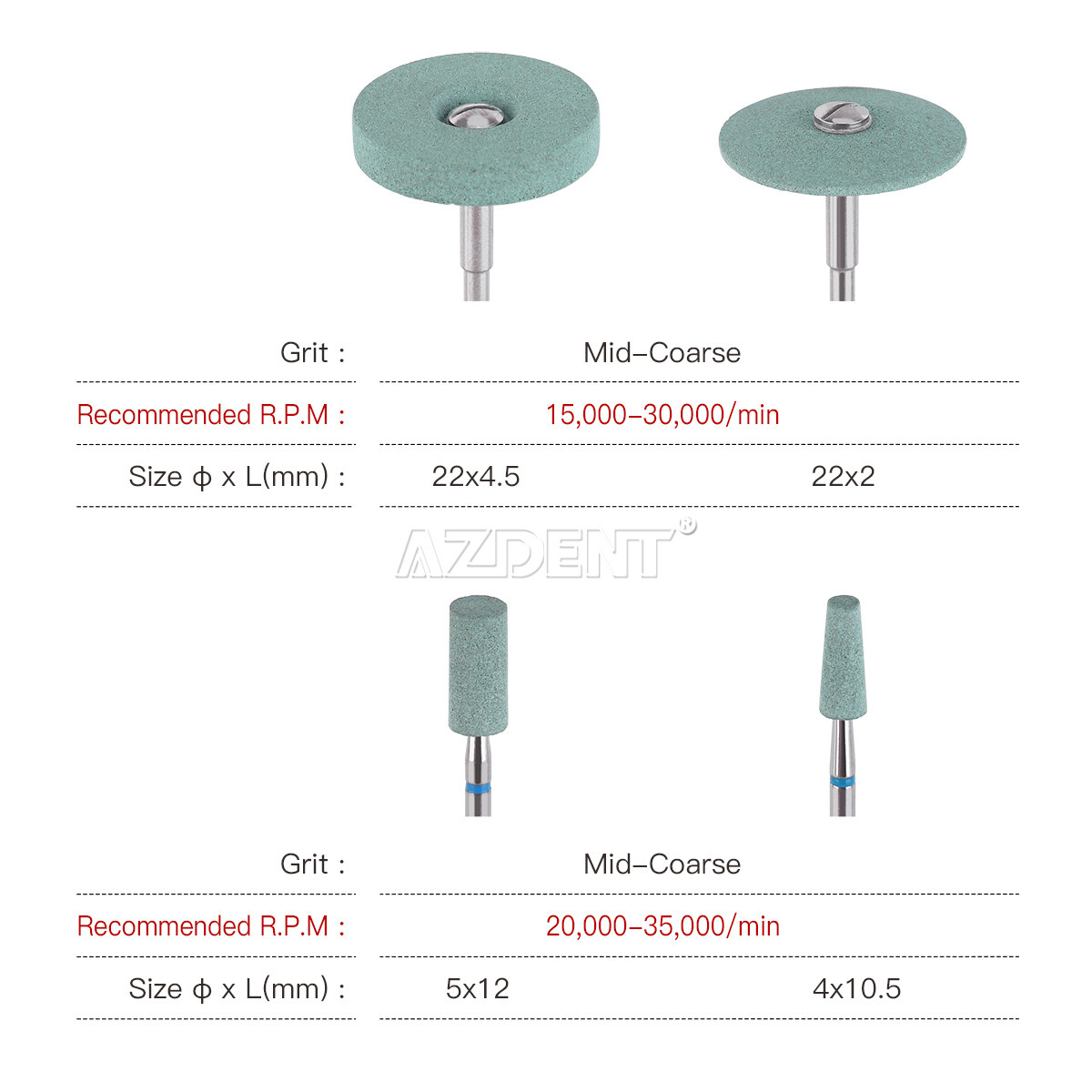 Dental Lab Diamond Impregnated Mounted Polishing Stone Zirconia Porcelain Green