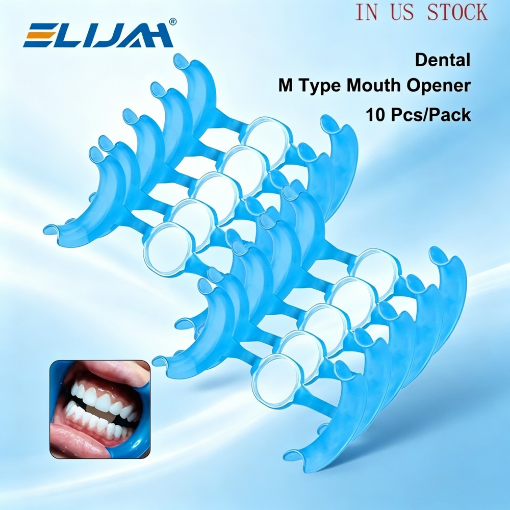10Pcs/box Dental M Type Intraoral Cheek Retractor Lip Mouth Opener w/Mirror Blue
