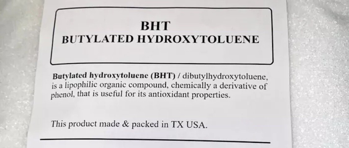 BHT – BUTYLATED HYDROXYTOLUENE – High Purity – Food Grade