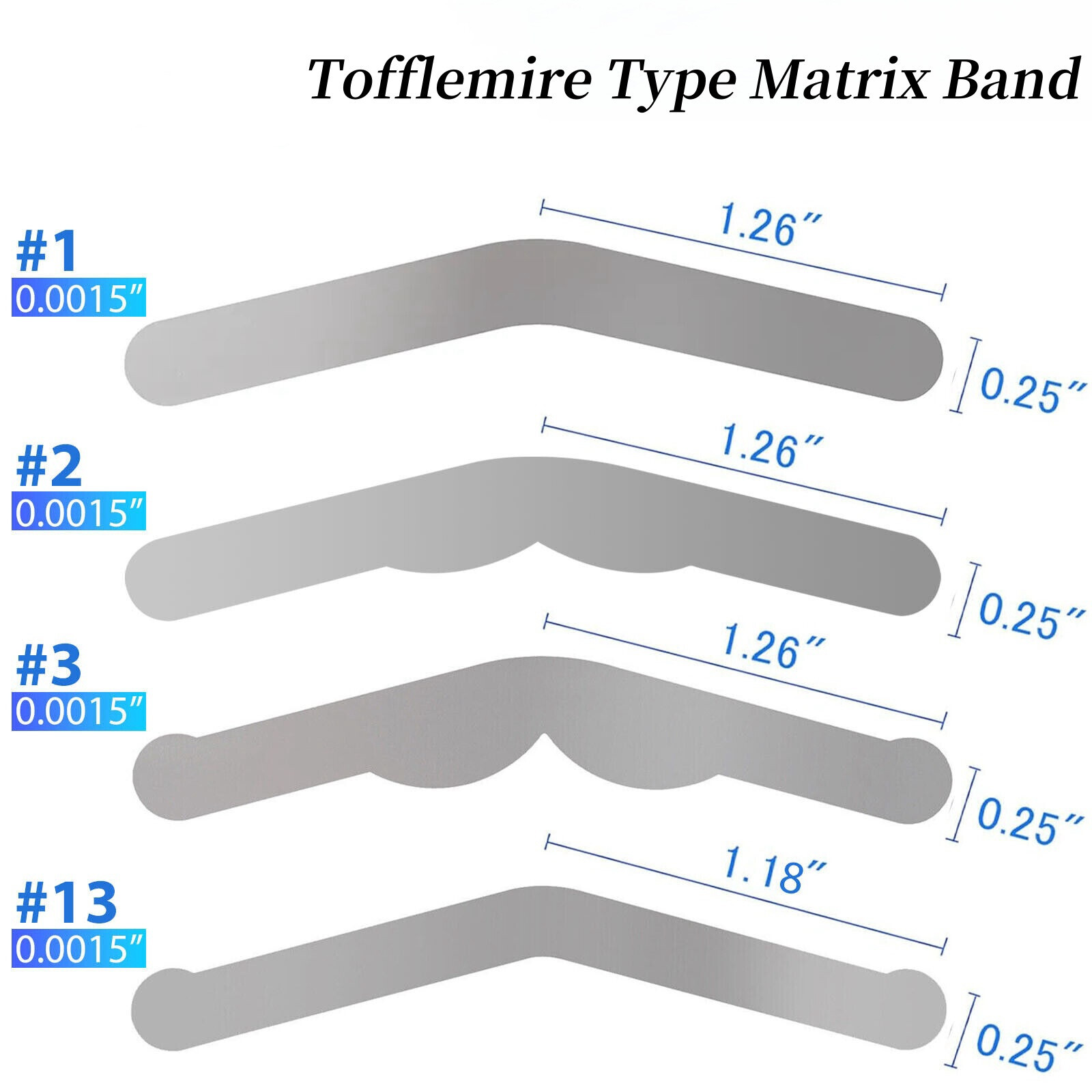 144 Pcs Dental Stainless Steel Universal Tofflemire Matrix Bands #1 #2 #3 #13