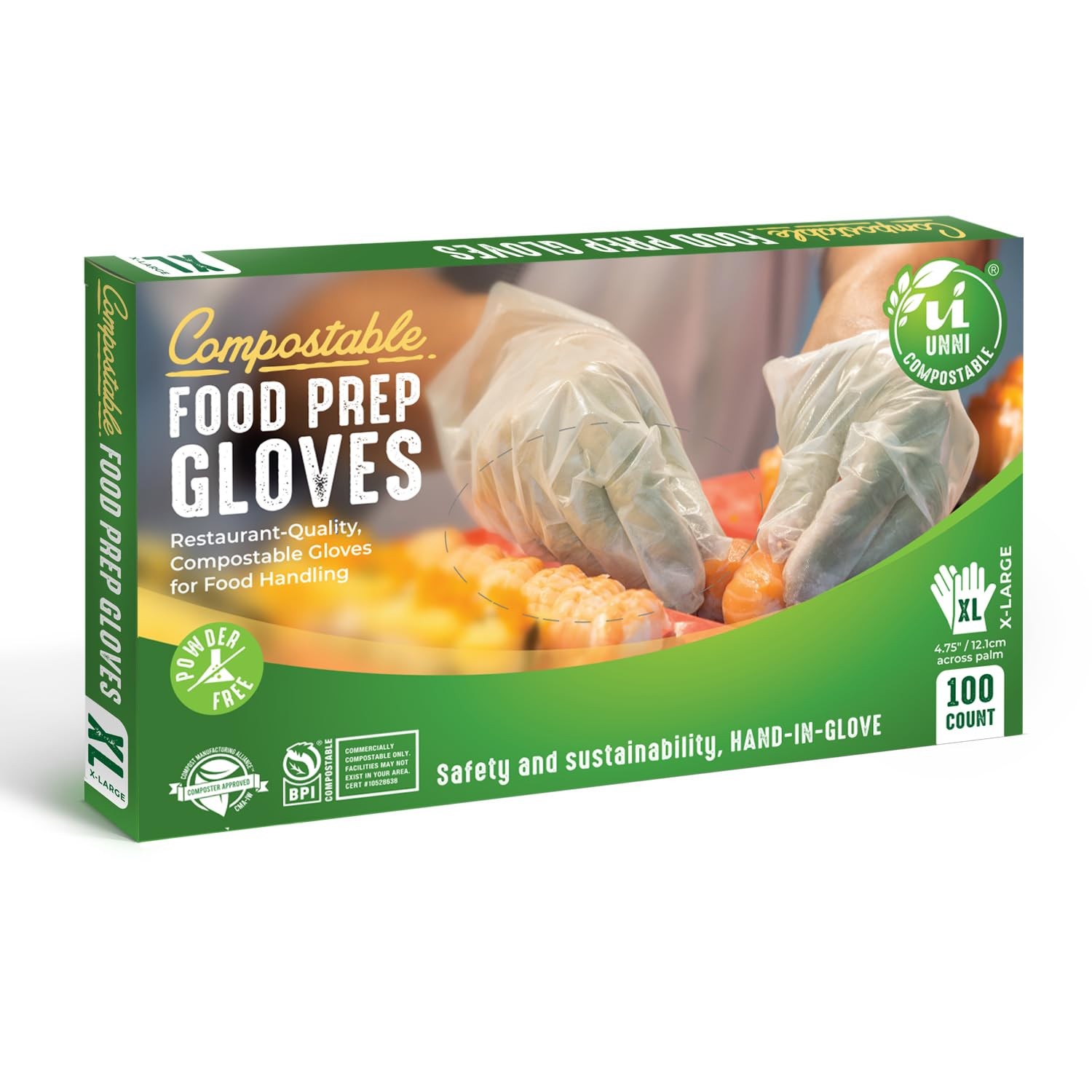 Compostable Food Prep Gloves, Large, 1000 Count, Powder-Free, For Food Handli…