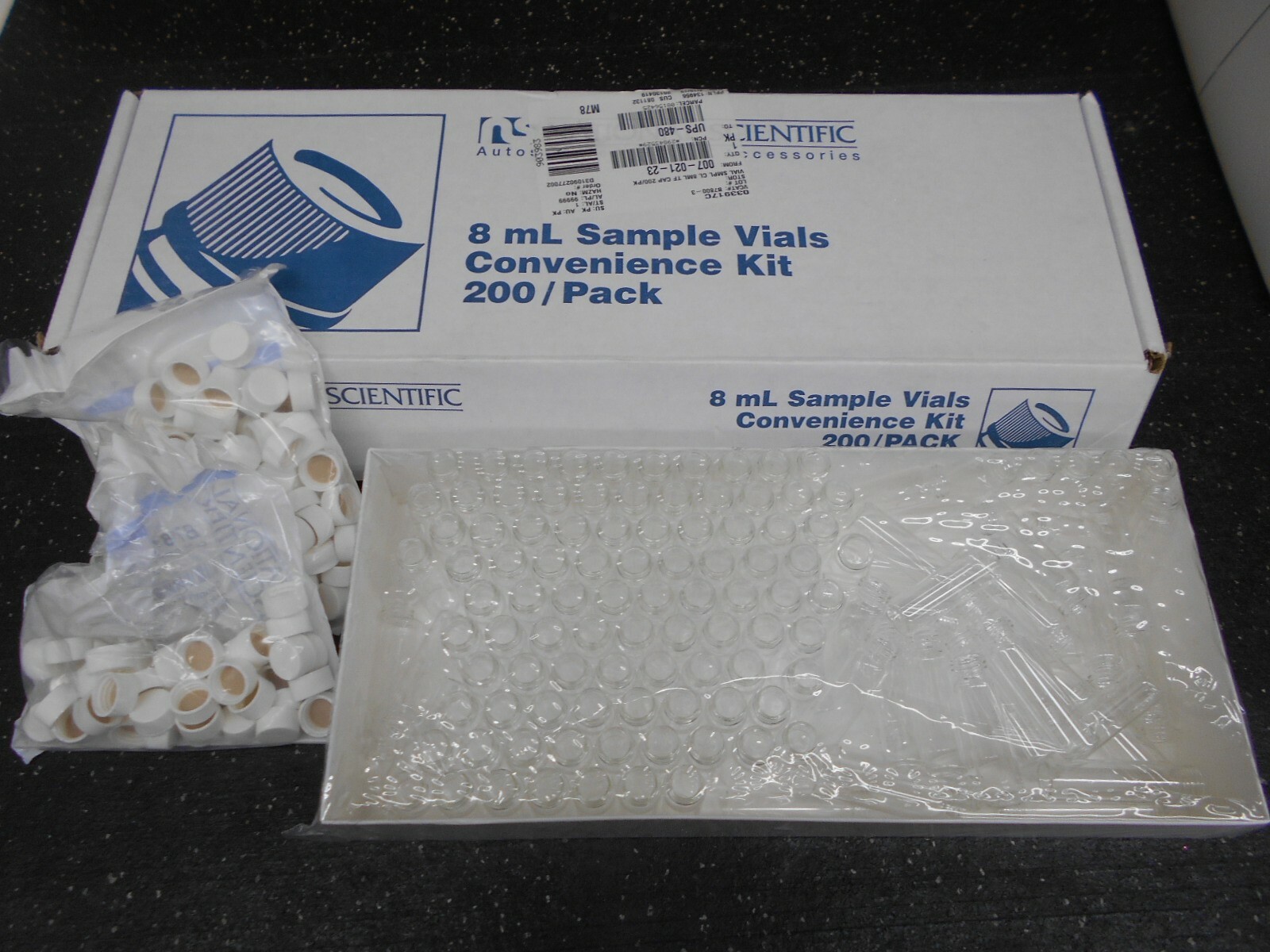 NATIONAL SCIENTIFIC B7800 3 8mL CLEAR VIALS WITH TEFLON LINED CAPS BOX OF 138