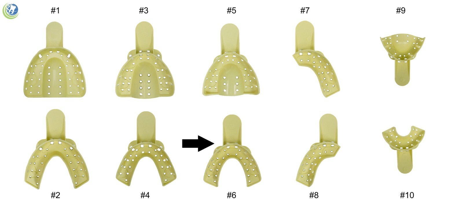 DENTAL PLASTIC AUTOCLAVABLE IMPRESSION TRAYS LOWER SMALL LS #6 12/BAG