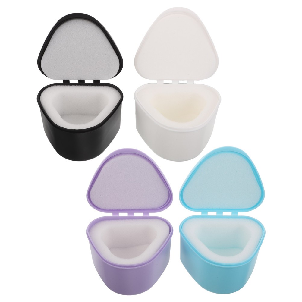 4Pcs Durable Plastic Retainer Cases Slim Travel Box for Denture Mouth Guard