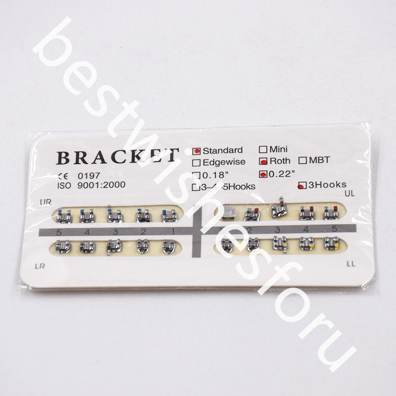 Dental Orthodontic Metal Brackets Roth/MBT/Edgewise 022/018 Hooks 345/3/No Hook