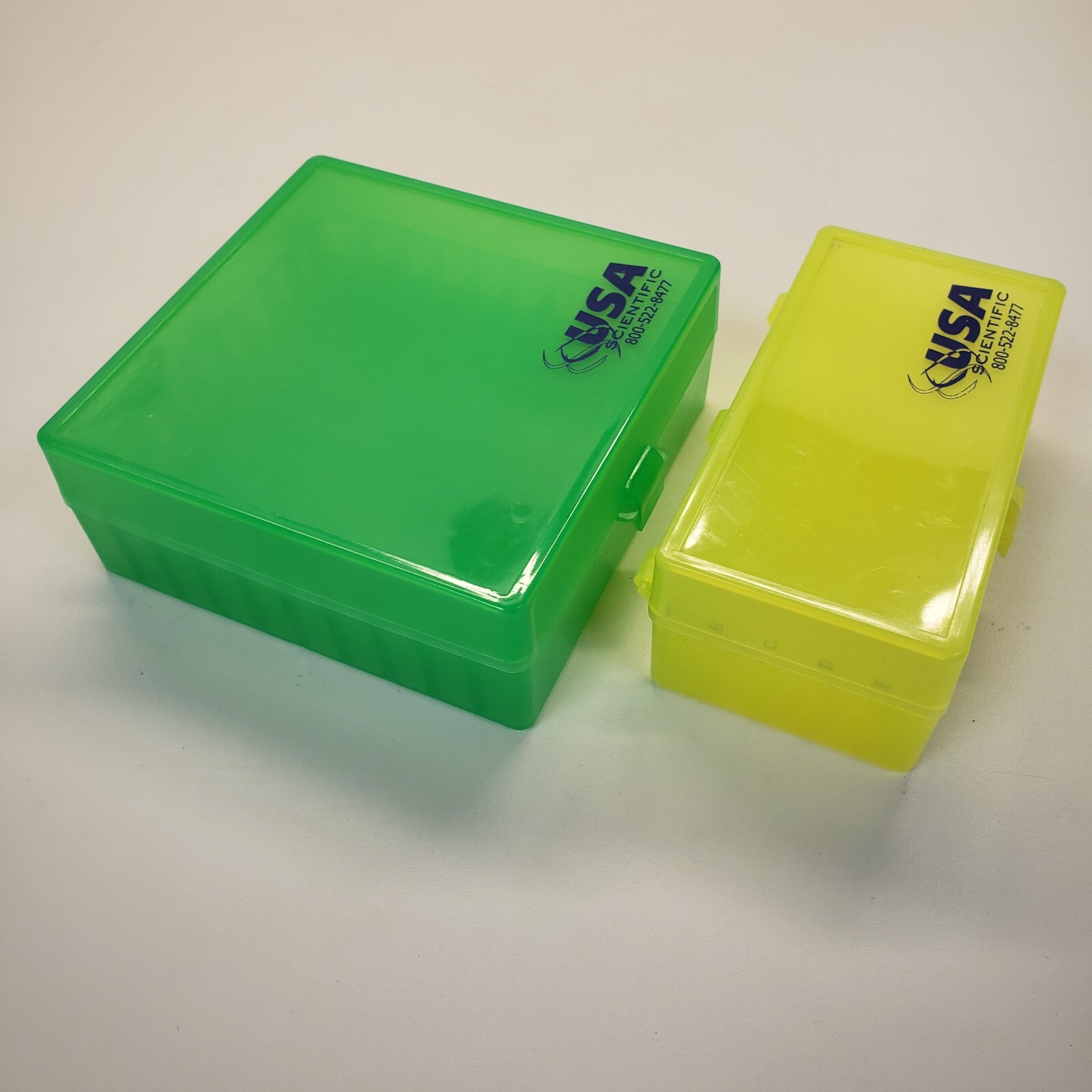 USA Scientific Polypropylene hinged freezer storage boxes, 50- and 100-place