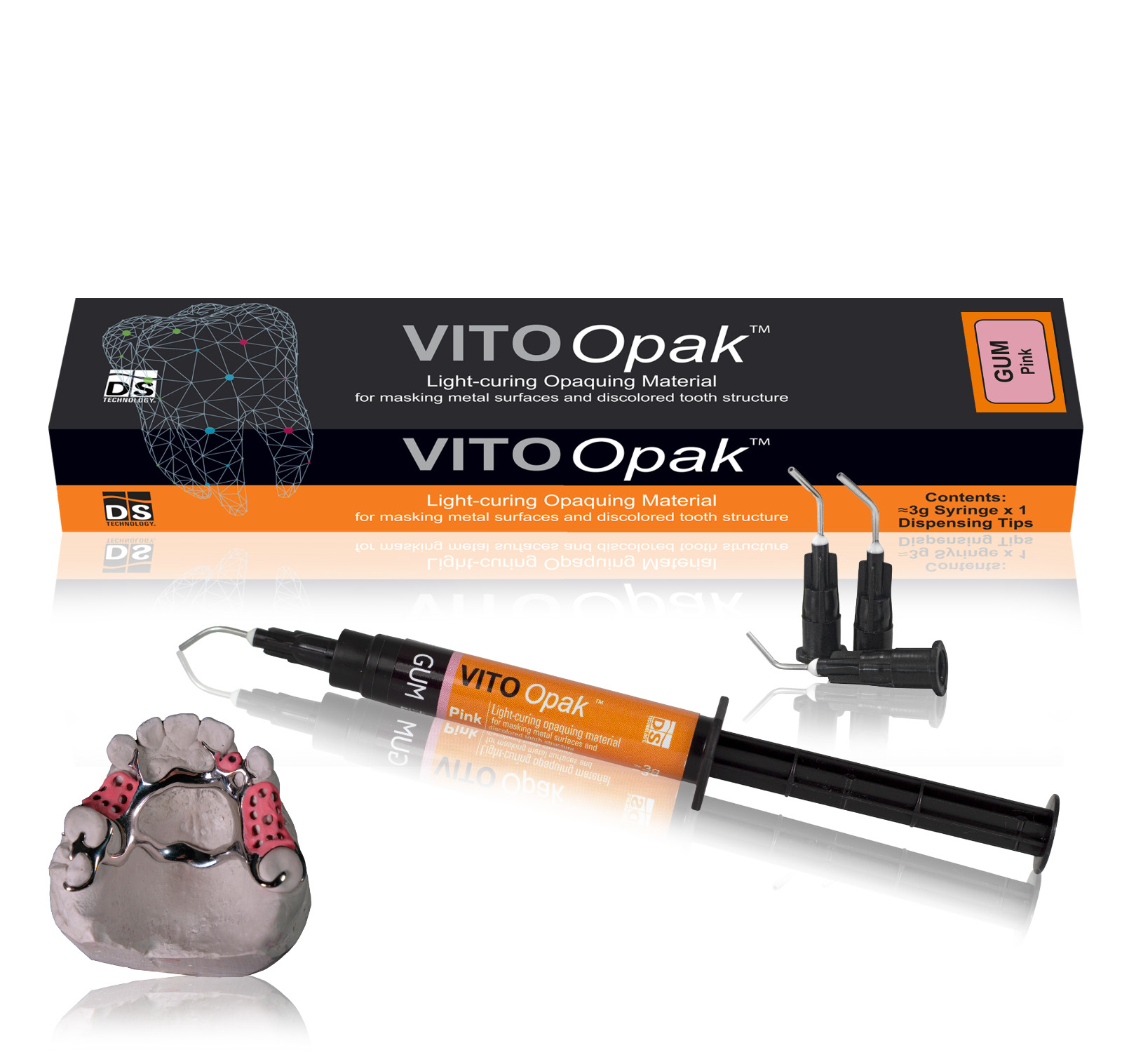 VITO Opak Light-Curing Opaquing Material – 3g Syringe, Dispensing Tip Needle x 3
