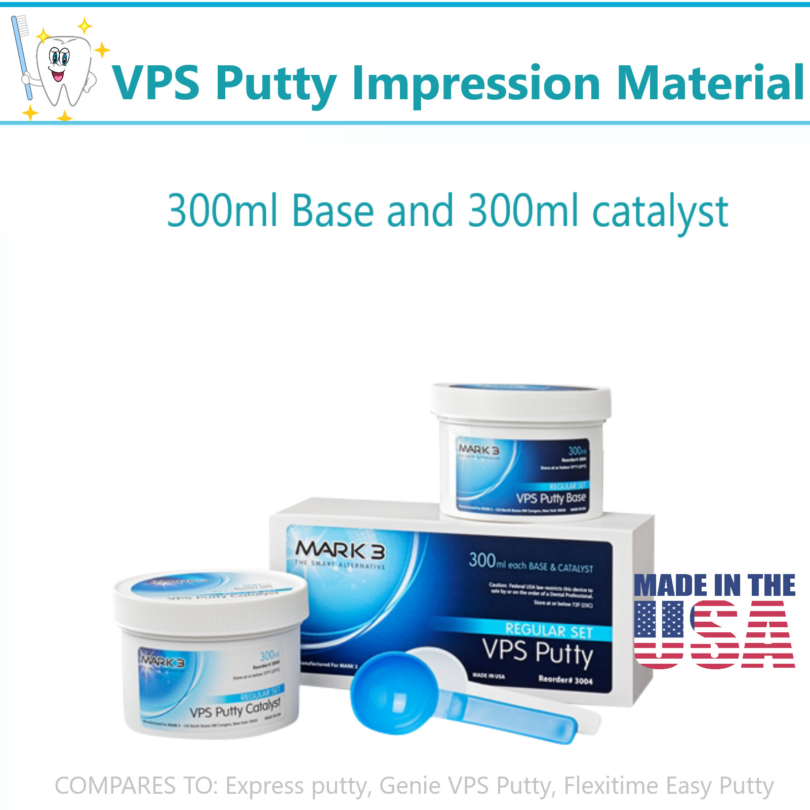 Dental VPS Putty Set VPS Impression Material Base or Catalyst 600 ml, Made in US