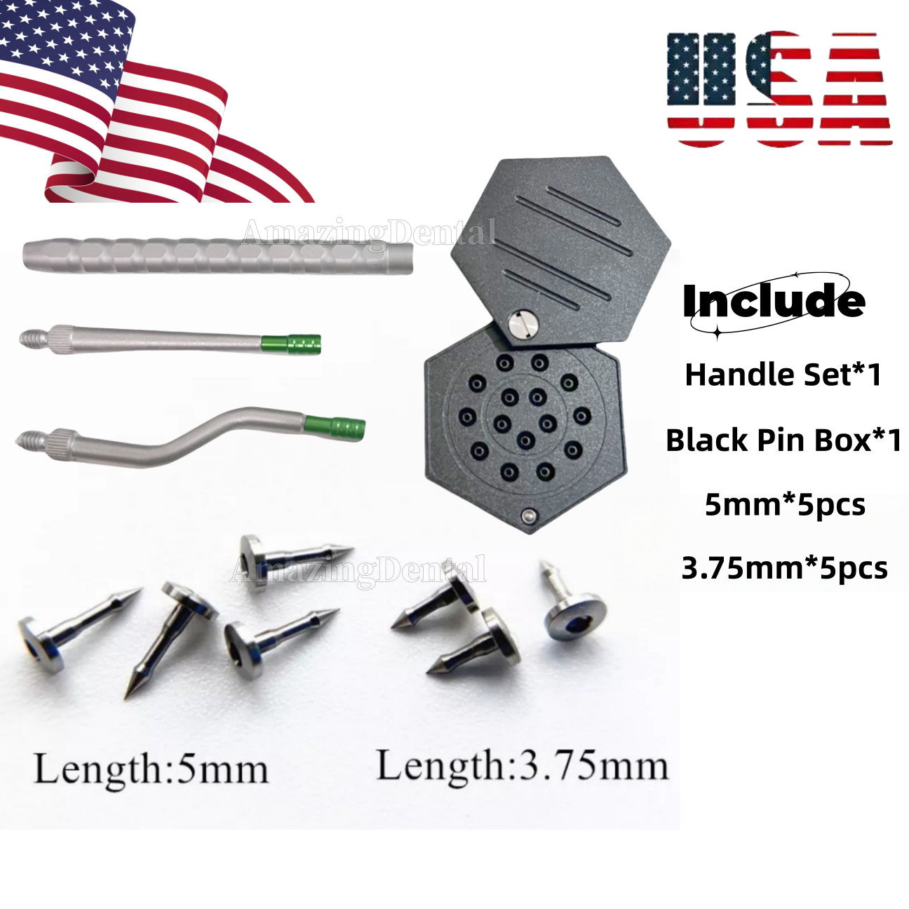 Dental Guide Bone Tacks Cather Titanium Pins Membrane GBR Fixation Pin Hex Case