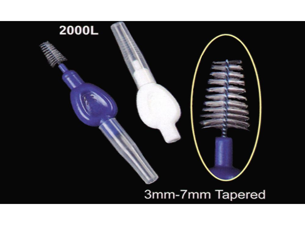 Plasdent 2000L Interdental Brushes 3mm – 7mmm Wide Blue & White Assorted 50/Pk