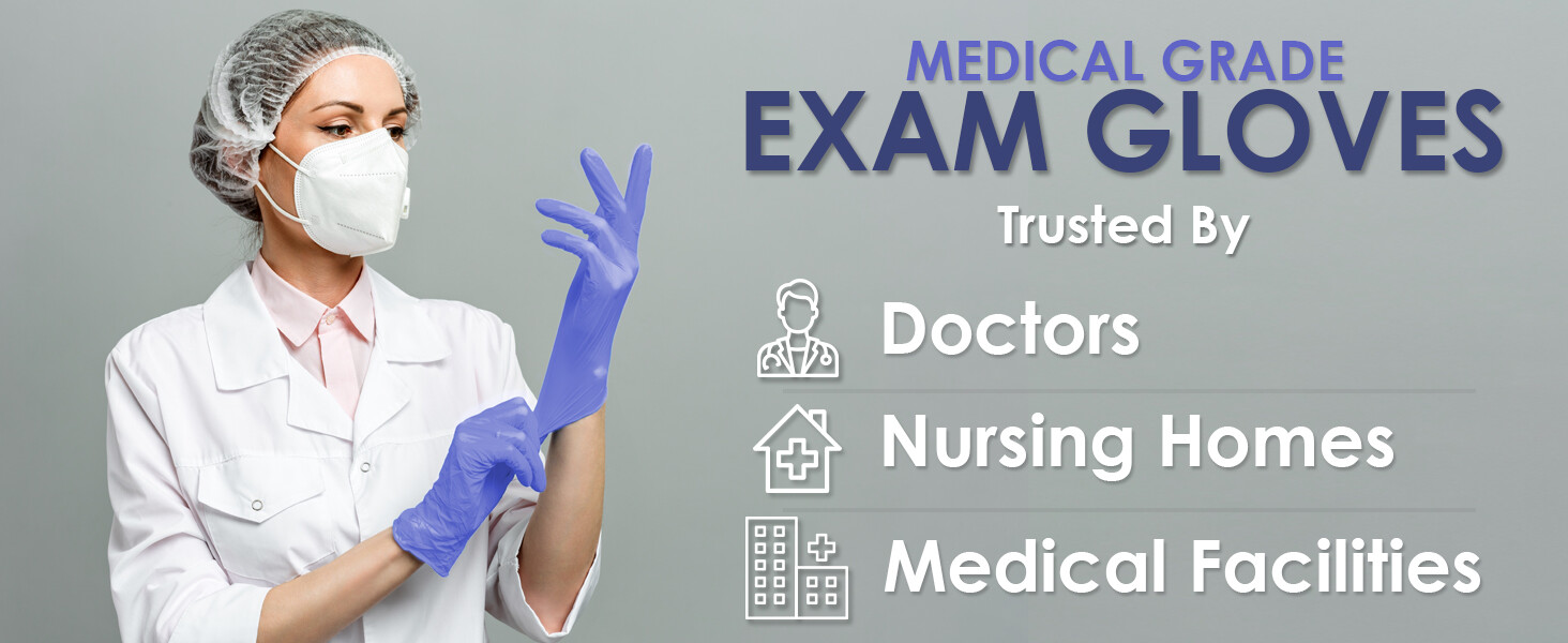 Innovative Haus Medical Grade Indigo Nitrile Exam Gloves – 100% Latex Free