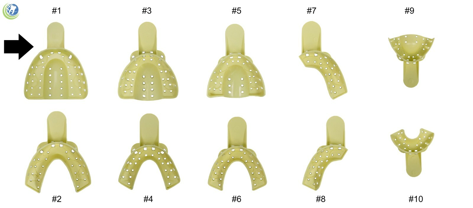 DENTAL PLASTIC AUTOCLAVABLE IMPRESSION TRAYS UPPER LARGE UL #1 12/BAG