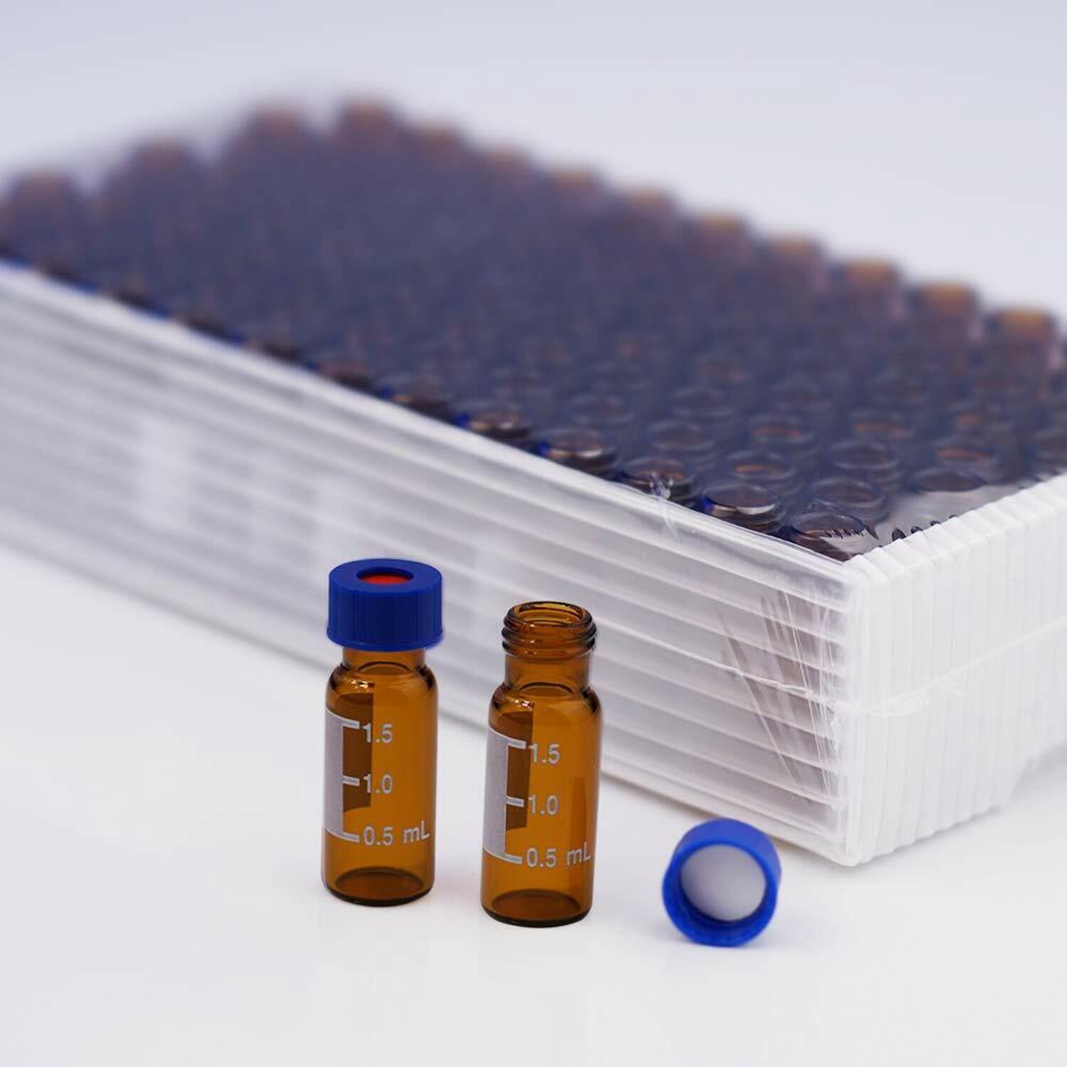 Simpure 100pcs 2ml 9-425 Vials+Caps Clear/Amber Glass Bottle Large Writting Area