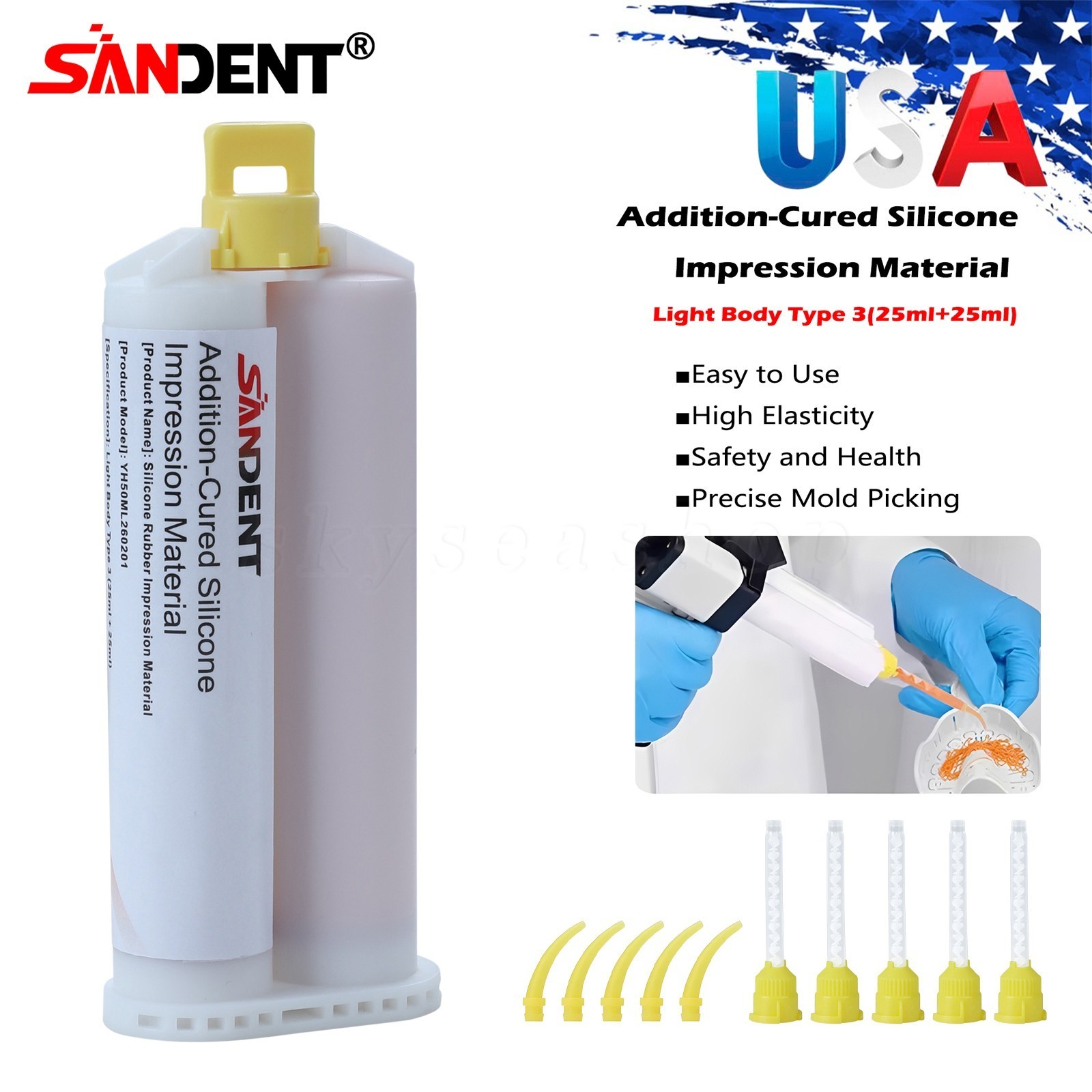 Dental LIGHT BODY FAST SET VPS Impression Material PVS 50ML, 1-100/Bx