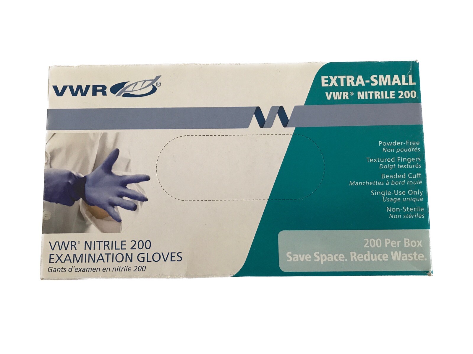 (200/Pk) VWR Disposable Nitrile Exam Gloves – Size XSmall XS – Blue Color 89428
