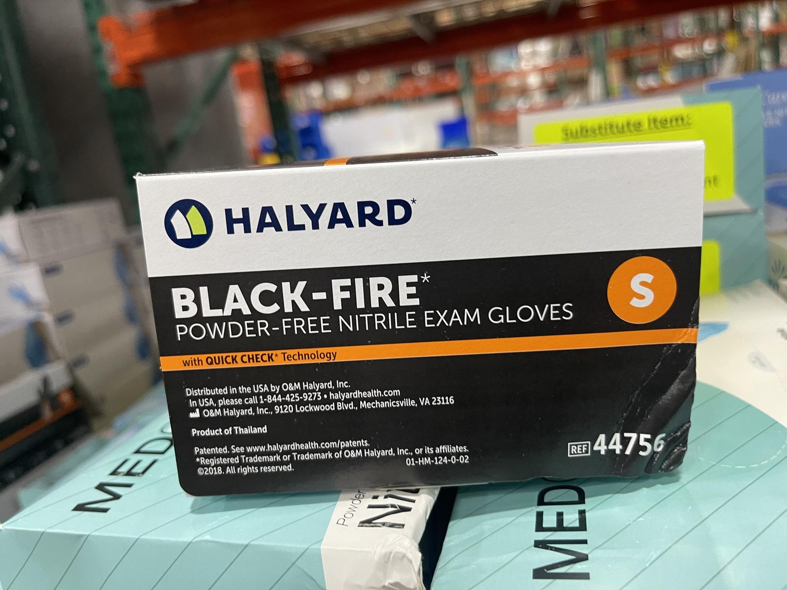 Halyard Gloves Black Fire Nitrile Exam Powder FreeSize Small 150 Pairs per Bx