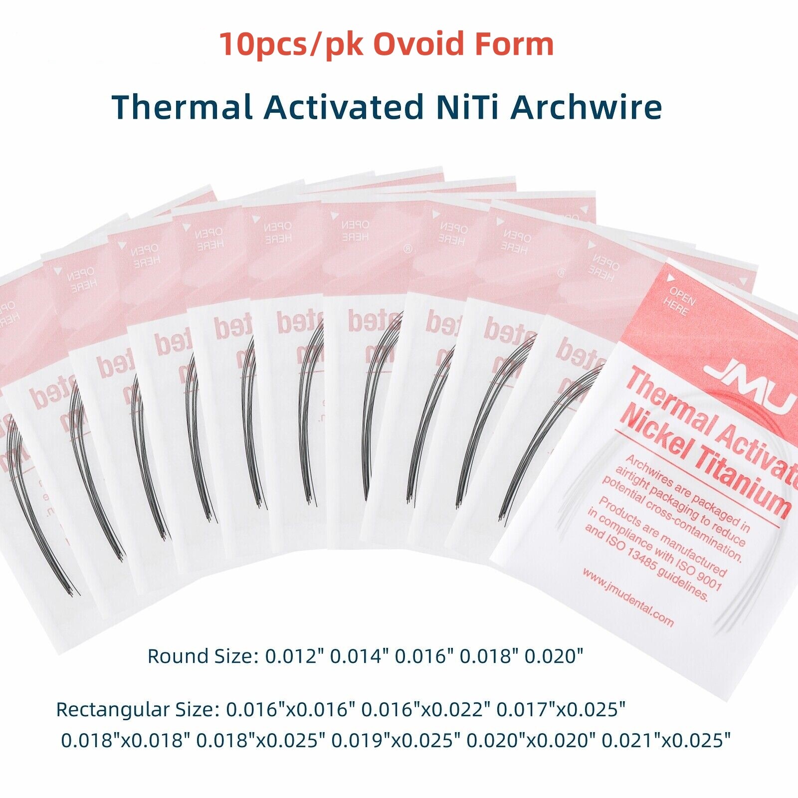 10pcs Ovoid Orthodontic Arch Wire Thermal Activated NiTi Archwire Round/Rectang