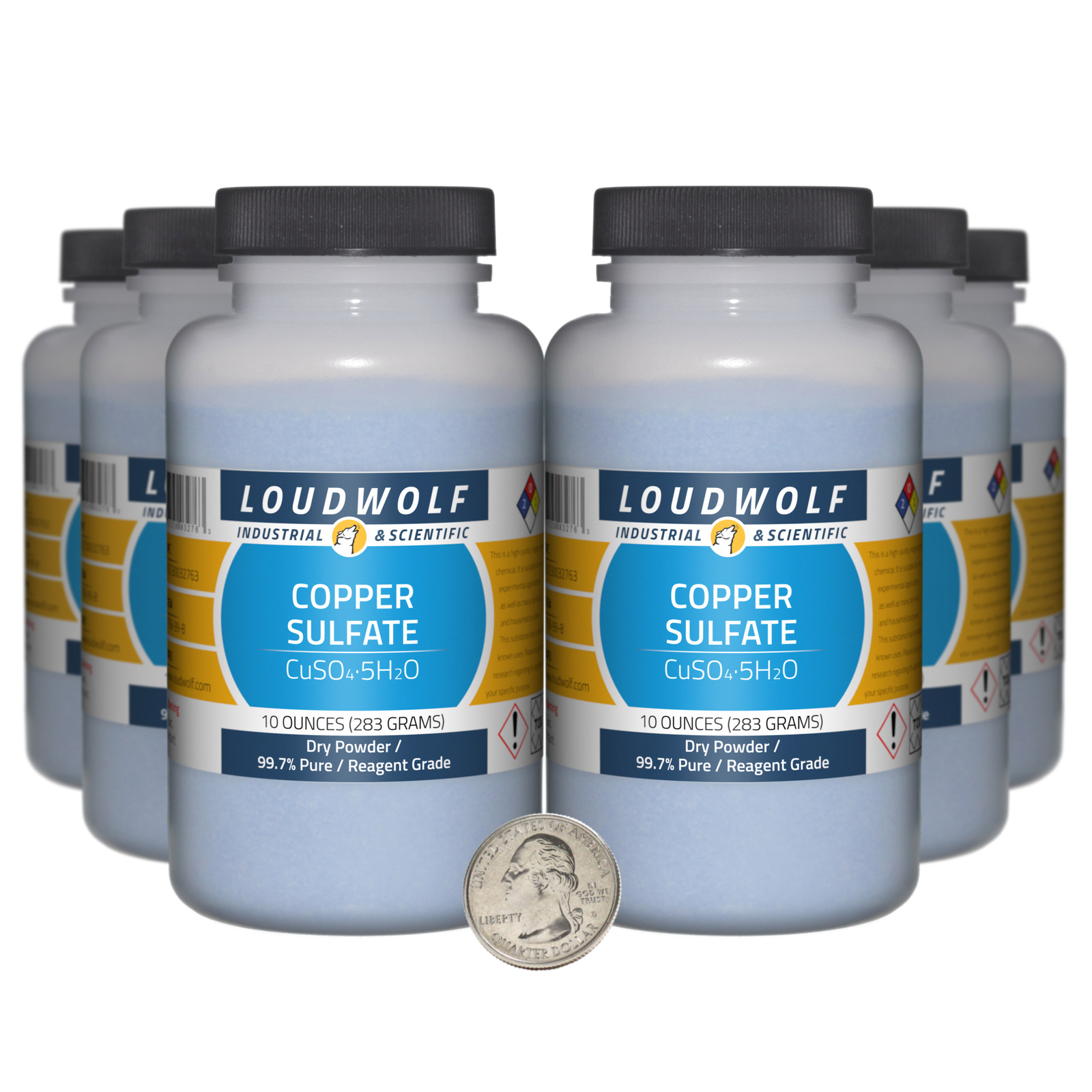 Copper Sulfate / 3.8 Pounds / 6 Bottles / 99.7% Pure Reagent Grade / Dry Powder