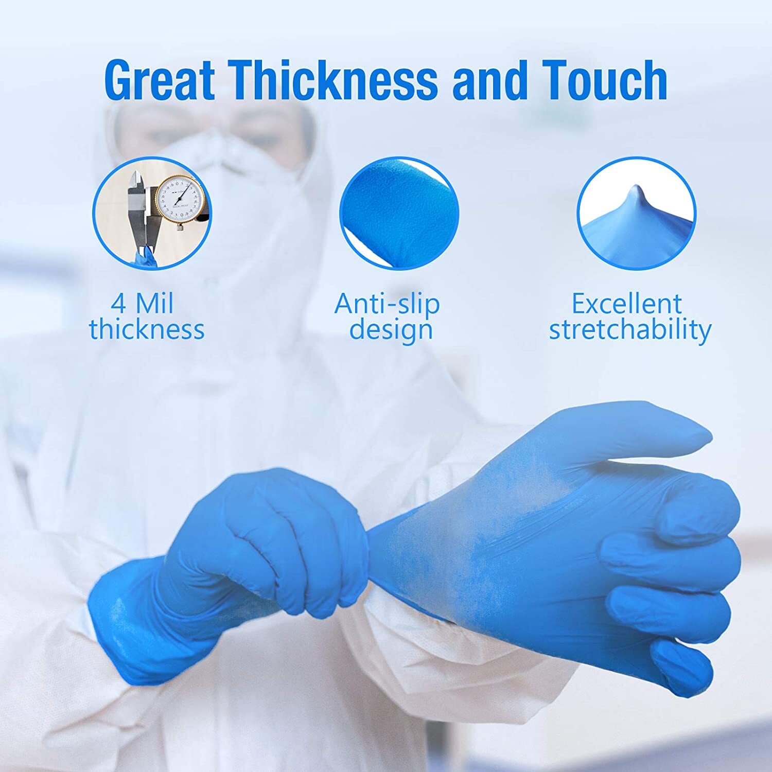 1000pcs Non-Latex Nitrile Exam Gloves Powder Latex Free 4 mil Rubber Clean M/L