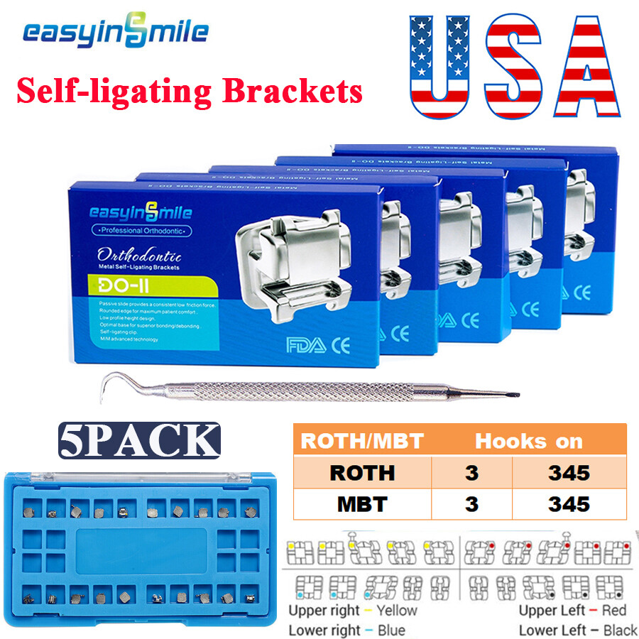 Dental Orthodontic Self-ligating Brackets Passive MINI Braces ROTH/MBT 022 5Pack