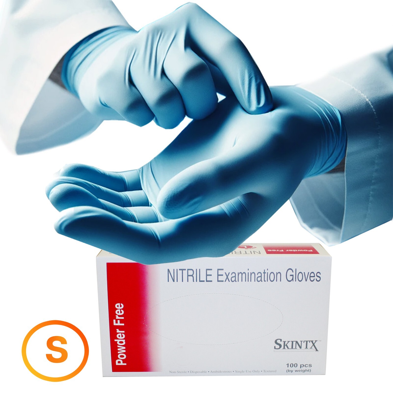 Small – 100 Pcs Medical Blue Nitrile Powder Free Exam Dental Disposable Gloves