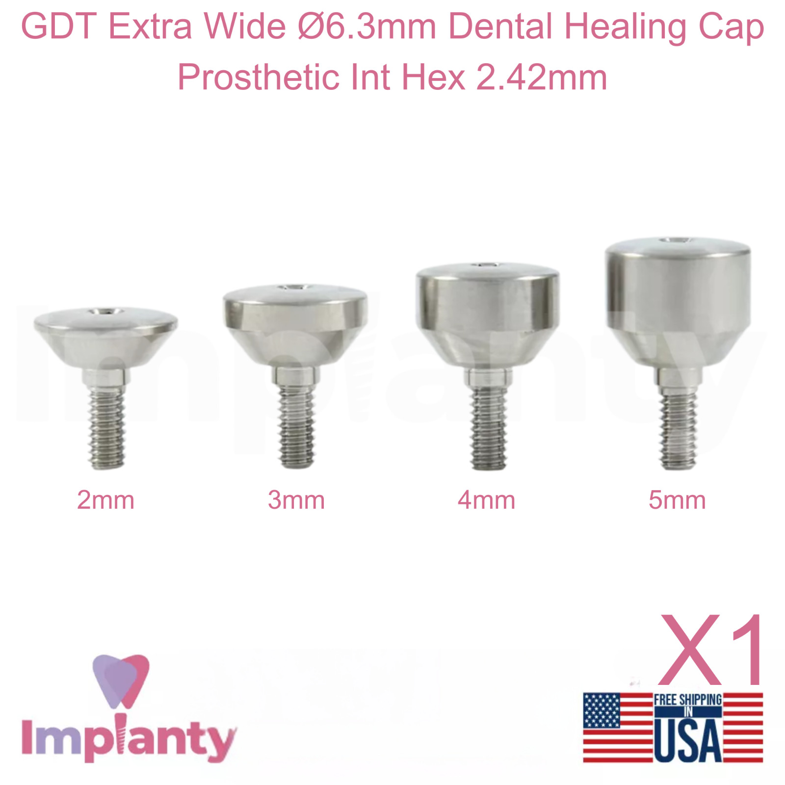 GDT Extra Wide Ø6.3mm Dental Healing Cap Prosthetic Titanium Int Hex 2.42mm