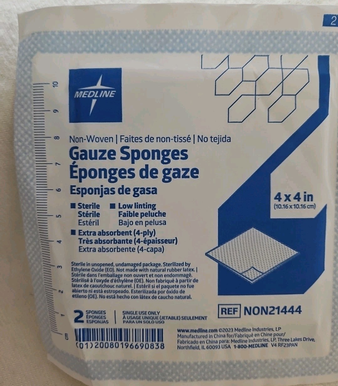 MEDLINE NON21444 STERILE NON-WOVEN GAUZE SPONGES 4×4″ 48 Count